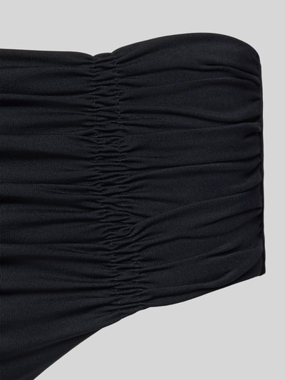 Produktfoto, Bikini-Slip mit Raffungen von Seafolly, Schwarz, glatter Material-Mix mit Stretch-Anteil, körpernah, Detailaufnahme.
