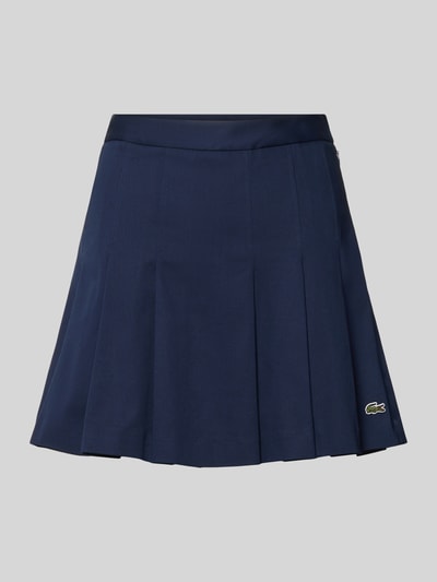 Produktfoto, Mini-Rock aus Baumwoll-Mix von Lacoste Sport in Dunkelblau, Optik: Unifarben, Passform: Ausgestellt, Länge: Mini, Gelegte Falten, Logo-Stitching, Verschluss: Knopf und Nahtreißverschluss, Material: Baumwoll-Mix.