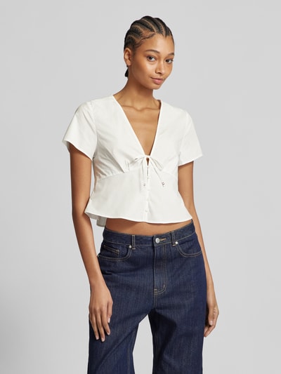 Tommy Jeans Regular Fit Bluse mit Knopfleiste Offwhite 4