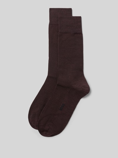 Produktfoto, Socken aus Woll-Mix im 2er-Pack von BOSS in dunklem Braun, feine Rippenstruktur, Herren Socken von BOSS