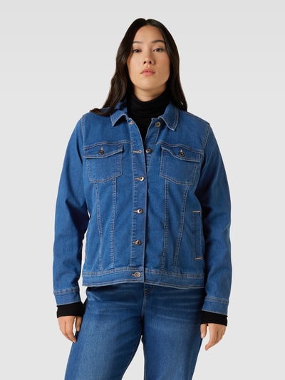 KAFFE Curve PLUS SIZE Jeansjacke mit Ziernähten Modell 'Vika' Dunkelblau 4