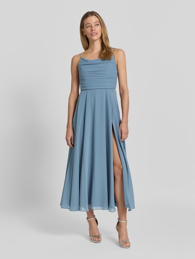 Jake*s Cocktail Cocktailkleid mit Drapierungen und Spaghettiträgern Rauchblau 4