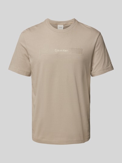 CK Calvin Klein T-Shirt mit Label-Stitching Modell 'EMBROIDERY' Khaki 2