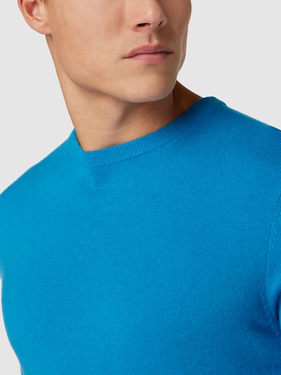 Christian Berg Men Kaschmir Pullover mit geripptem Rundhalsausschnitt Aqua Blau 3