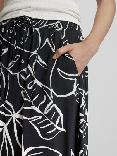 Fransa Knielange rok met all-over print, model 'Relax' Zwart - 3