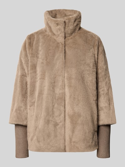 Produktfoto, Jacke aus Kunstfell mit Stehkragen von zero in lichtbruin, Imitatiebont, Mouwen van viscosemix, regular fit, ruglengte maat 36: 63 cm, schouderbreedte: 44 cm, borstwijdte: 50 cm, mouwlengte: 63 cm