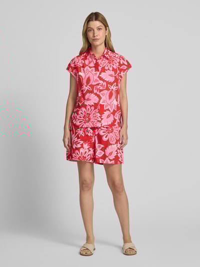 Oui Bluzka koszulowa o kroju regular fit z krótkim rękawem Jasnoczerwony 1