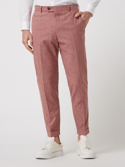 Strellson Relaxed fit pantalon met linnen, model 'Luc' Lichtrood - 4