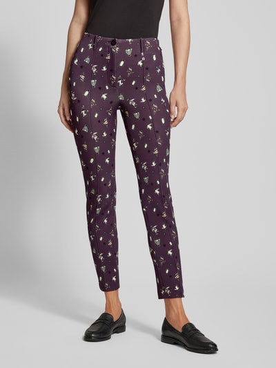 Marc Cain Stoffen broek met knoop- en ritssluiting Aubergine - 4