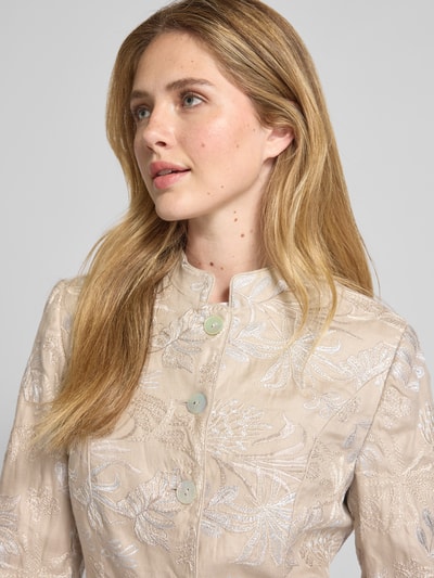 WHITE LABEL Leinenblazer mit Stehkragen Sand 3