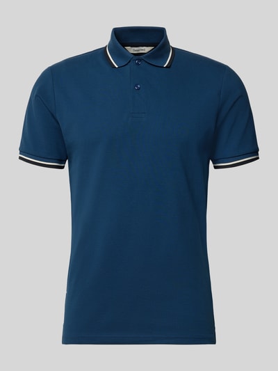 Produktfoto, Slim Fit Poloshirt aus Baumwoll-Mix Modell 'ATLAS' von Selected Homme in dunklem Blau mit weißen und schwarzen Details, Herren Poloshirt