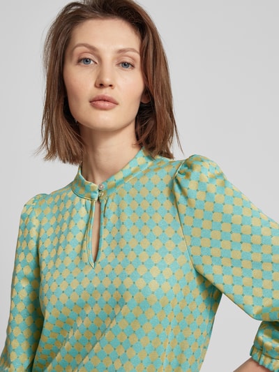 Be Pure Dutch Blusenshirt aus Viskose-Mix mit grafischem Muster Mint 3