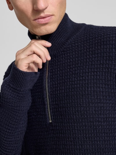 Marc O'Polo Denim Regular Fit Troyer aus Baumwoll-Mix Marine 3