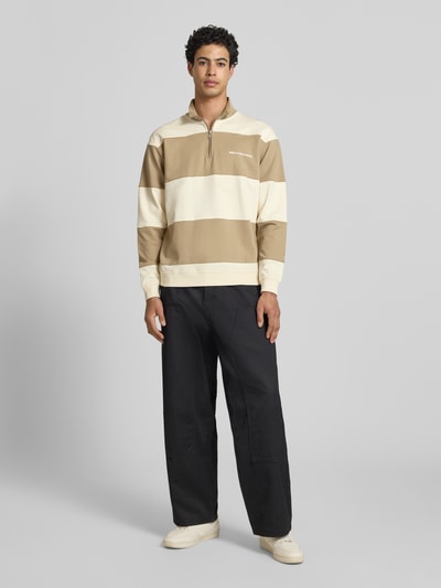 Marc O'Polo DENIM Relaxed Fit Troyer aus reiner Baumwolle Mittelbraun 1