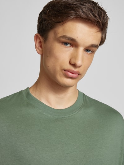 Jack & Jones T-shirt z prążkowanym, okrągłym dekoltem model ‘BRADLEY’ Butelkowy zielony 3