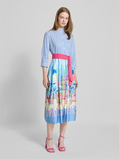 Milano Italy Sukienka koszulowa z wiązanym paskiem Błękitny 1