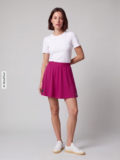 Lacoste Sport Rozkloszowana sportowa spódnica z detal z logo Mocnoróżowy 1