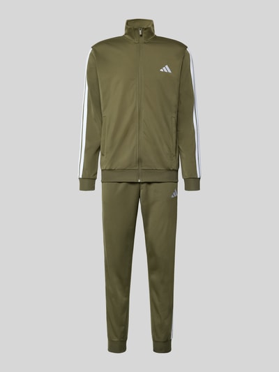 Produktfoto, Regular Fit Sweat-Anzug mit Kontraststreifen von adidas Sportswear in Unifarben mit gerippten Abschlüssen und Logo-Stitching.