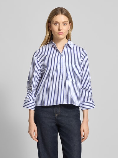 Mango Cropped Hemdbluse mit Kentkragen Modell 'GIGI' Hellblau 4