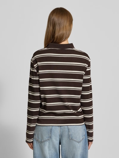 Mango Poloshirt mit Knopfleiste Modell 'AUSTIN' Dunkelbraun 5