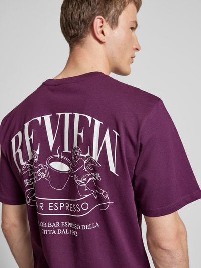 REVIEW T-Shirt mit Label-Print Pflaume 3