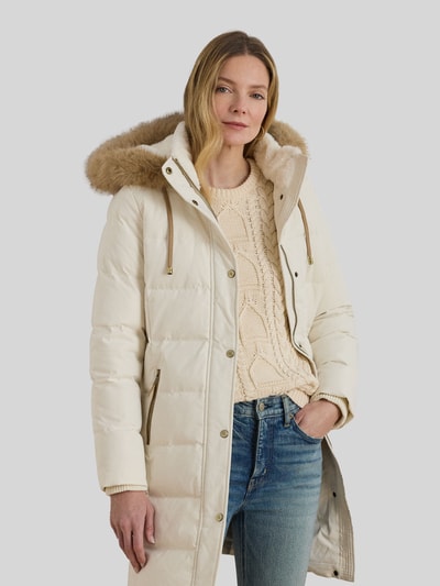 Lauren Ralph Lauren Regular Fit Daunenmantel mit Besatz aus Webpelz Ecru 4