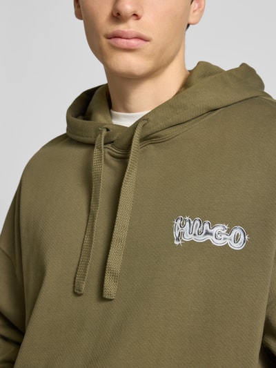 Hugo Blue Relaxed Fit Hoodie aus reiner Baumwolle Modell 'NYROHOOD' Oliv 3
