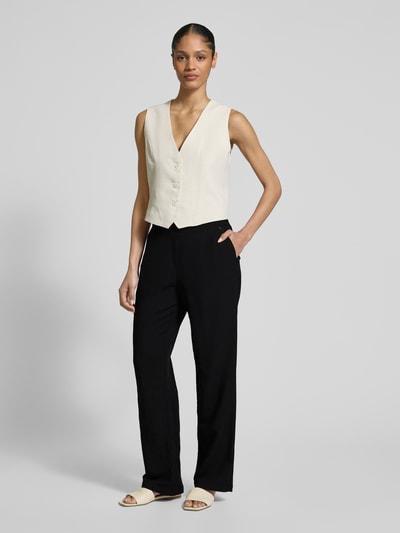 Stehmann Wide Leg Stoffhose aus Viskose-Leinen-Mix Modell 'Alexandria' Black 1