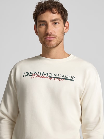 Tom Tailor Denim Regular fit sweatshirt van katoenmix Offwhite - 3