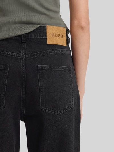 HUGO Blue Wide Fit Jeans mit Label Patch aus reiner Baumwolle Anthrazit 3