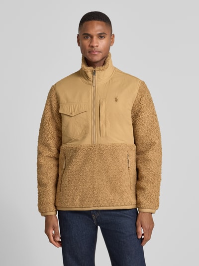 Polo Ralph Lauren Regular Fit Troyer in Teddyfell-Optik Camel 4