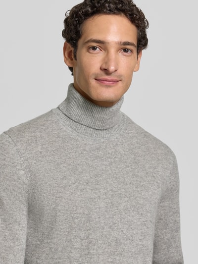 Christian Berg Men Regular Fit Strickpullover aus reinem Kaschmir mit Rollkragen Mittelgrau Melange 3