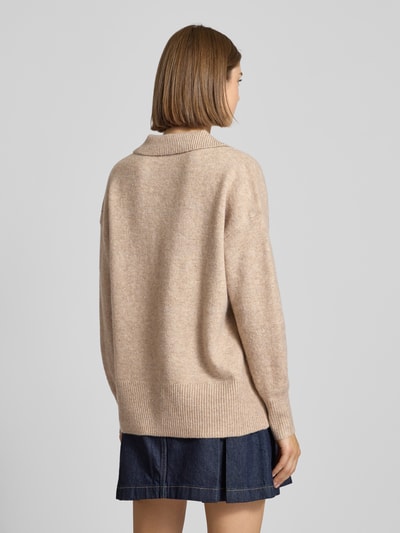 Pieces Regular fit gebreide pullover met wol, model 'MALOU' Taupe gemêleerd - 5