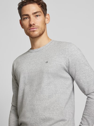 CK Calvin Klein Sweter z dzianiny z wyhaftowanym logo Jasnoszary 3