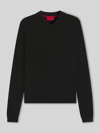 HUGO Slim fit gebreid poloshirt van viscosemix model 'SAN PIPPO-CV' Zwart - 2