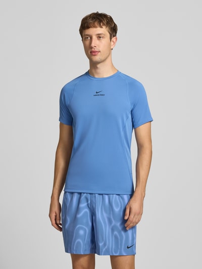 Nike Training Slim Fit Sport-T-Shirt mit Label-Print Modell 'Pro' Blau 4