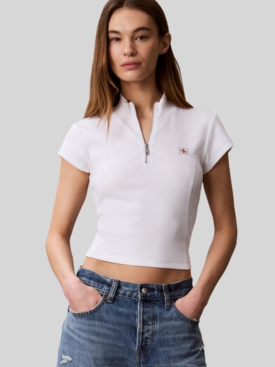 Calvin Klein Jeans Slim Fit cropped T-Shirt aus Baumwoll-Mix Weiss 1
