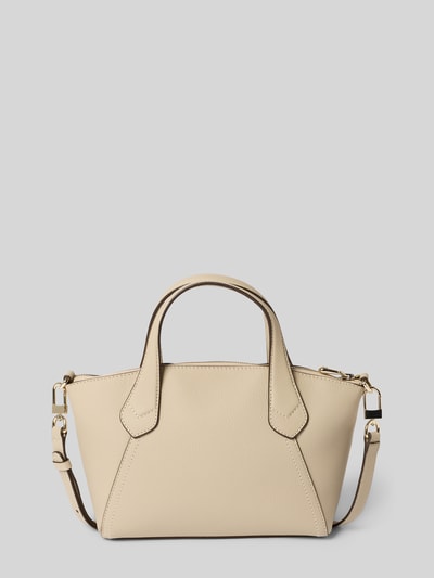 Produktfoto, Henkeltasche aus echtem Leder Modell 'LENAH' von BOSS aus skóry bydlęcej, wykończenie: skóra gładka, kolor beżowy, główna przegroda, przegródka zapinana na zamek błyskawiczny, aplikacja z marką, uchwyt, odpinany pasek na ramię