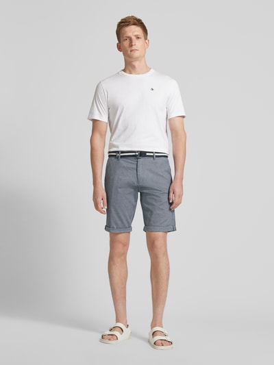 Tom Tailor Slim Fit Chino-Shorts mit Gürtel Marine 1