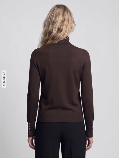 Jake*s Collection Regular Fit Rollkragenpullover aus Viskose-Mix Schoko 5