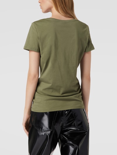 QS T-shirt met labeldetail, model 'Basic' Olijfgroen - 5