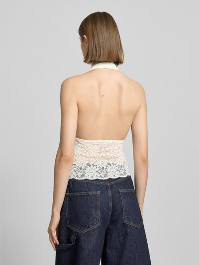 Gina Tricot Top z koronki z wiązaniem na szyi Złamany biały 5