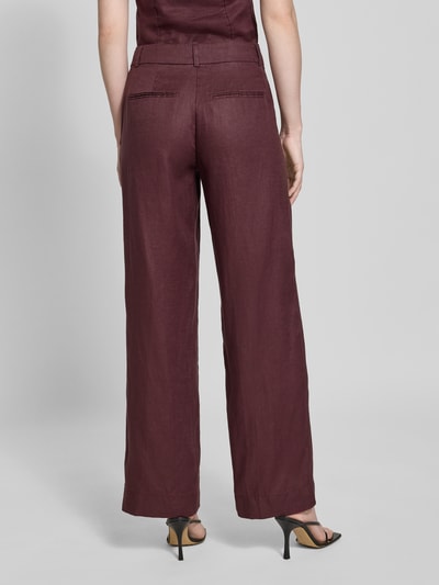 MSCH Copenhagen Straight leg linnen broek met steekzakken Bordeaux - 5