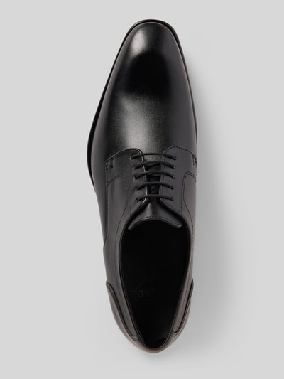 Produktfoto, Schnürschuhe aus echtem Leder Modell 'Leno' von Lloyd, czarna gładka skóra, smukły krój, podeszwa gładka, wysokość obcasa 3 cm, wysokość cholewki 7 cm, szerokość w rozmiarze 44: 11 cm