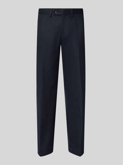 Produktfoto, Anzughose mit Bügelfalte und Eingrifftaschen von Christian Berg Men in Dunkelblau, Straight Fit, elegante Textur, Material-Mix