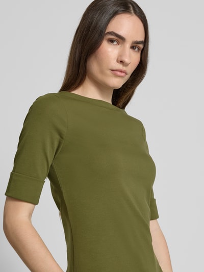 Lauren Ralph Lauren T-Shirt mit geripptem U-Boot-Ausschnitt Modell 'JUDY' Oliv 3