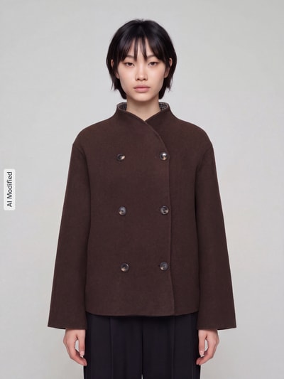 Jake*s Collection Regular fit blouson met dubbele knoopsluiting Chocoladebruin - 4