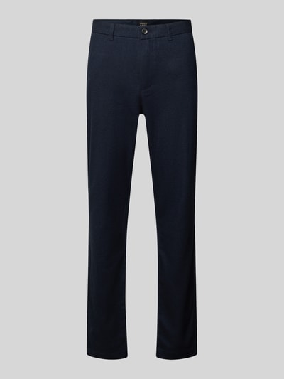 Produktfoto, Hose aus Baumwoll-Woll-Mix mit Gesäßtaschen Modell 'STUART' von Scotch & Soda in Dunkelblau, schmale Passform, neutraler Hintergrund, Baumwoll-Woll-Mix, Slim Fit, Bundweite 45 cm, Innenbeinlänge 80 cm