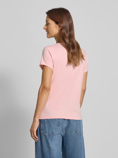 Polo Ralph Lauren T-shirt met labelstitching en ronde hals Felroze - 5