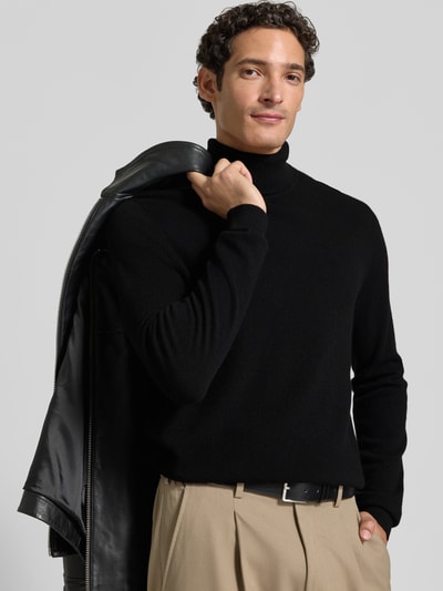 Christian Berg Men Regular Fit Strickpullover aus reinem Kaschmir mit Rollkragen Black 3